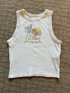 Hollister White Tank with Sunset Palm Graphic